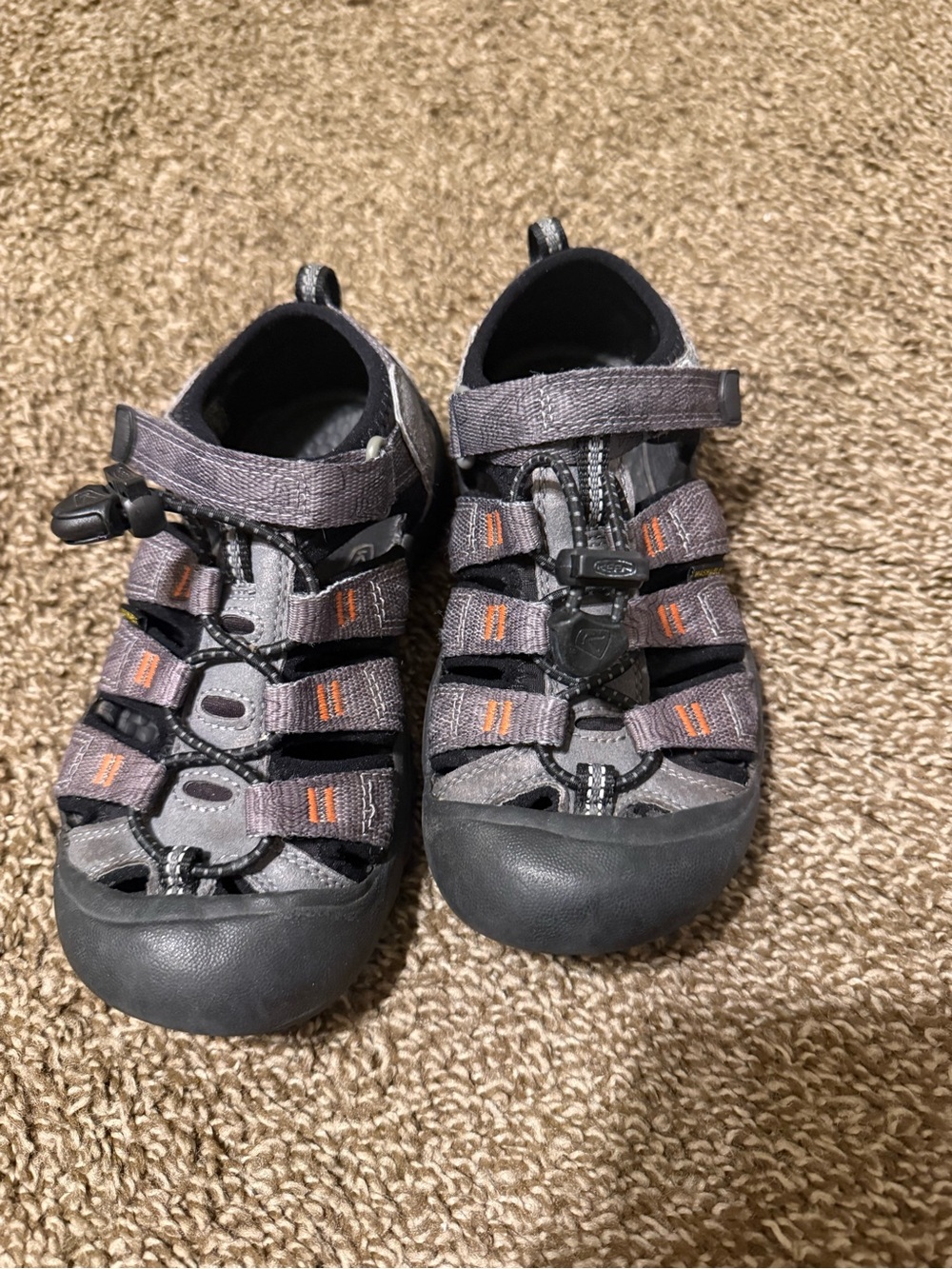 Keen Kids Gray and Black Outdoor Sandal with Orange Accents